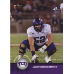 james brockermeyer 2024 onit tcu horned frogs Football player in action wearing TCU uniform on the field during a game, kneeling with his hand near the ball.