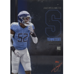 james williams 2024 topps signature class chrome rookie variations Football player in blue Tennessee uniform, 2021 Draft Class card with RC logo, wearing helmet and gloves.