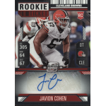 javion cohen 2024 panini contenders optic rookie ticket autograph Cleveland Browns rookie football card for player Javion Cohen, featuring autograph and position details.