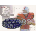 jeremy shockey 2002 sage silver autograph SAGE Authentic autographed football trading card of a tight end in orange jersey #88, holding ball, college uniform