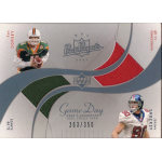 jeremy shockey 2003 upper deck pros and prospects game day jersey duals djcds 2003 Upper Deck Pros & Prospects Game Day dual jersey football card, numbered 263/350, with two player swatches