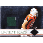 jeremy shockey 2004 leaf limited threads lt44 Limited Threads football trading card with jersey patch, Miami Hurricanes player running with ball