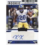 kamren kinchens 2024 panini contenders rookie ticket autograph Los Angeles Rams football rookie ticket card featuring player number 26 in action.