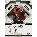 kamren kinchens 2024 sage hit next level green autograph Football trading card of player in orange jersey, number 5, signed KK #5, with Next Level in bold text.