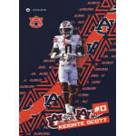 keionte scott 2024 onit university of auburn tigers stickers Auburn football player in uniform with number 0, standing on a graphic background with team logos and colors.