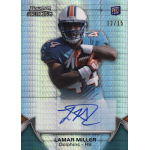 lamar miller 2012 bowman sterling prism refractor autograph Autographed Lamar Miller football card, Bowman Sterling, Dolphins uniform, rookie card, numbered 12/15.