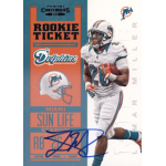 lamar miller 2012 panini contenders rookie ticket autograph photo variation sp Miami Dolphins rookie ticket card featuring player in uniform, signed, with team logo and stadium details.