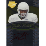 lamar miller 2012 press pass fanfare gold red ink autograph Football player card from 2012 Fanfare series, featuring player in white jersey and helmet with autograph at the bottom.