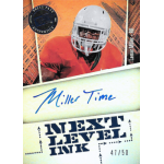 lamar miller 2012 press pass fanfare next level blue inscription miller time Football trading card featuring a player in orange with the text Next Level Ink and Miller Time signature.