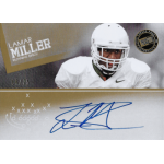 lamar miller 2012 press pass gold autograph Autographed football card featuring a running back in white gear, with a gold and silver design and signature.