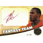 lamar miller 2012 press pass showcase fantasy team gold red ink Fantasy Team trading card featuring a football player with signature, numbered 02/99, Press Pass Authentic.