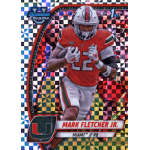 Football player in Miami uniform running with ball on a Bowman Chrome card.