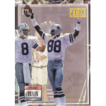 michael irvin 1993 pro set power Two football players in Cowboys uniforms celebrating on a sports card.