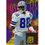 michael irvin 1994 flair hot numbers Futuristic football trading card featuring player in white #88 jersey with colorful background and Hot Numbers emblem.