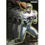 michael irvin 1994 fleer all pro Football player catching pass on 1994 Fleer trading card in action pose, wearing blue and white uniform.