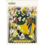 najeh davenport 2006 score 97 Football player in green and yellow uniform running with the ball, featured on a sports trading card.