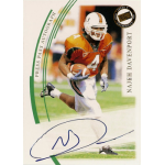 najeh davenport 2002 press pass autograph Autographed football card featuring player in orange jersey with number 4, running with the ball on the field.