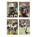 najeh davenport 2005 bazooka stickers Four football trading cards featuring American football players from various teams in action poses.
