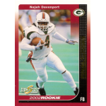 najeh davenport 2002 score final score rc Football player in action on a 2002 rookie card, wearing a uniform and helmet, running with the ball.