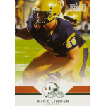 nick linder 2014 miami hurricanes national signing day rc Football player in action on field, wearing number 66 jersey and helmet, with team logo and name displayed.