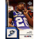 nick ward 2006 upper deck afl 75 Arena football player in blue jersey #26, seated with a thoughtful expression on a trading card.