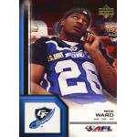 nick ward 2006 upper deck afl gold A football player in a blue jersey, number 26, appears on a collectible card with team logos and branding.
