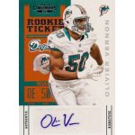 olivier vernon 2012 panini contenders rookie ticket autograph Football rookie card featuring player in uniform, labeled Olivier Vernon, with signature at the bottom.