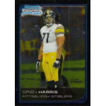 orien harris 2006 bowman chrome rc Football card featuring Pittsburgh Steelers player in uniform during a game. Rookie card with team colors displayed.
