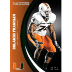 orlando franklin 2015 panini university of miami 052 black Football player in action wearing University of Miami uniform, card design by Panini.