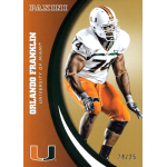 orlando franklin 2015 panini university of miami 052 gold Football player in University of Miami uniform on a collectible Panini card.