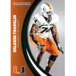 orlando franklin 2015 panini university of miami 052 silver Football player in white and orange University of Miami uniform on sports card with Panini branding.
