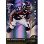 orlando franklin 2011 absolute memorabilia hobby rc Rookie football card featuring a player in a Denver Broncos uniform, poised for action.