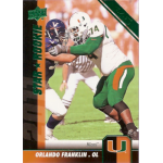 orlando franklin 2011 upper deck 25 stripe rc Football trading card featuring an offensive lineman from Miami's college team in action.