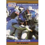 ottis anderson 1990 pro set 7 NFL card of Ottis Anderson, 1989 NFL Comeback Player of the Year, in action with the Giants, Pro Set card.