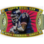 ottis anderson 2011 topps super bowl legends die cut Super Bowl XXV card featuring a football player in a Giants uniform with number 24, set against a vibrant background.