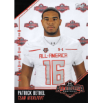 patrick bethel 2016 topps under armour all america game Football player in All-America uniform number 16 by Topps card, standing against branded backdrop.
