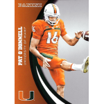 pat odonnell 2015 panini university of miami 053 silver University of Miami football player in orange jersey punting on a Panini sports card.