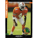 paul white 1993 miami hurricanes bumble bee sga Football player in orange University of Miami uniform on field, with helmet and #4 jersey, preparing for play.
