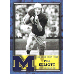 pete elliott 2002 tk legacy michigan lettermen Vintage football card featuring a quarterback running with the ball, wearing a helmet and jersey number 45.