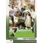 phillip buchanon 2002 press pass je rc Football player in action, wearing number 31 jersey, runs on the field in a 2002 sports card.