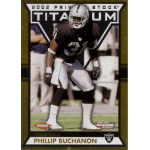 phillip buchanon 2002 titanium post season rc 2002 Football Rookie Card of Cornerback in Action Pose