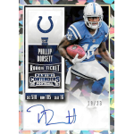 phillip dorsett 2015 panini contenders cracked ice variation NFL collectible card featuring Indianapolis player with autographs and rookie ticket details.