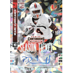 phillip dorsett 2015 panini contenders draft picks cracked ice auto Football trading card featuring Miami Hurricanes player, labeled Season Ticket, with signature and colorful design.