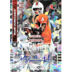 phillip dorsett 2015 panini contenders draft variation cracked ice autograph Autographed Panini Contenders football card featuring player in orange jersey, Miami Hurricanes theme.