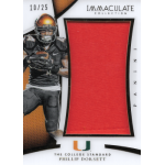 phillip dorsett 2015 panini immaculate collection the college standard Immaculate Collection football card featuring player with orange jersey patch, University of Miami branding, 10/25 edition.