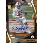 quincy roche 2021 absolute signatures black galaxy Football player in a white uniform with number 55 running on a field, signed card.