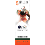 raphael kirby 2015 miami hurricanes ticket 11 7 Miami Hurricanes vs. Virginia Cavaliers football game ticket, November 7, 2015, featuring player in orange uniform.