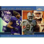 ray lewis 2001 topps chrome combos refractor Football card featuring players in action gear with Hustlin' Hurricanes and colorful backgrounds.
