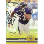 ray lewis 2002 donruss season stat line Baltimore Ravens linebacker in action on a 2002 Donruss football card, wearing jersey number 52.