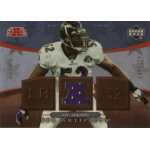 ray lewis 2007 upper deck artifacts afc apparel jsy NFL trading card featuring a Baltimore Ravens player, number 52, with team colors and logos. Upper Deck NFL Artifacts series.
